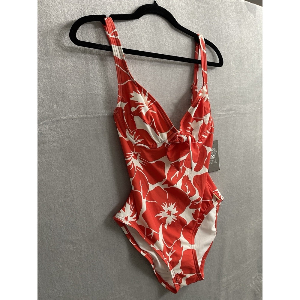 Vince Camuto Floral Print One Piece Swimsuit Size 6 New. Tangerine $134 - Picture 4 of 14